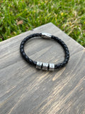 Husband, Father, Hero Braided Leather Bracelet