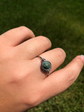 Misty Green Quartz Crystal Wire-Wrapped Ring, Size 10.5