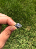 Muddy Blue Quartz Crystal Wire-Wrapped Ring, Size 8