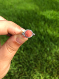 Coral Quartz Crystal Wire-Wrapped Ring, Size 7