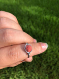 Coral Quartz Crystal Wire-Wrapped Ring, Size 7