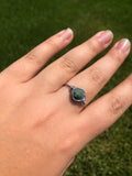 Misty Green Quartz Crystal Wire-Wrapped Ring, Size 10.5