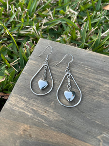 Heart in Chains Teardrop Earrings