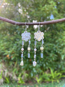 “Muted Spring Blooms” Asymmetrical Earrings