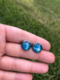 “Plaid” Glass Stud Earrings