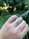 Textured w/ Stone Inlays Thin Wrap Ring