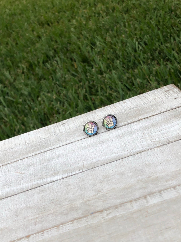 “Peace” Glass Stud Earrings