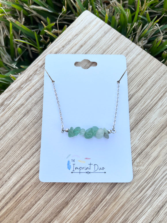 Green Aventurine Gemstone Bar Necklace