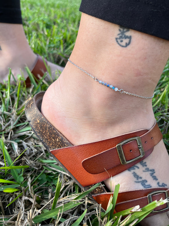 Iridescent Crystal Anklet