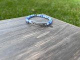 “Survivor” Blue Agate Stretch Bracelet- 7 1/2 Inch