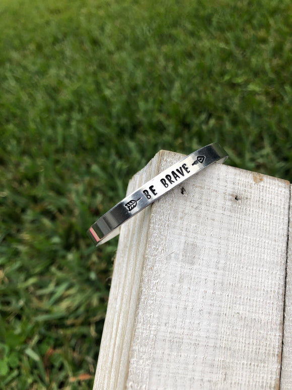 “Be Brave” Thin Cuff Bracelet