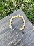 “Be Happy” Yellow Jade Stretch Bracelet-6 1/2 Inch