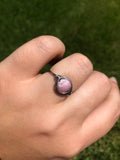 Pink Quartz Crystal Wire-Wrapped Ring, Size 9