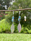 “Light as a Feather” Teal Iridescent Earrings