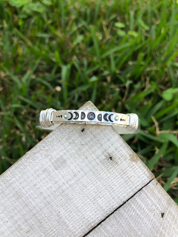 “Moon Phases” Wire-Wrapped Cuff Bracelet