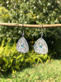 Triangle Mandala Earrings with Aquamarine Stone Inlays