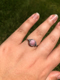 Pink Quartz Crystal Wire-Wrapped Ring, Size 9