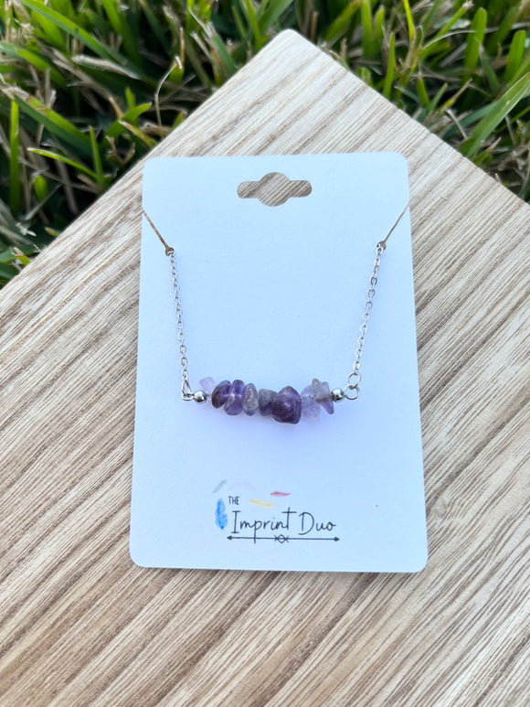 Amethyst Gemstone Bar Necklace