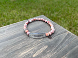 “Blessed” Red Line Jasper Stretch Bracelet-7 1/2 Inch