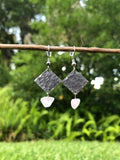 Textured Diamond Rose Quartz Earrings