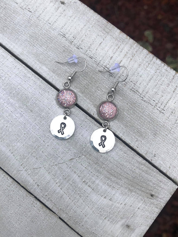 “Breast Cancer Ribbon” Earrings