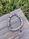 “Be Brave” Dalmatian Jasper Stretch Bracelet-7 Inch