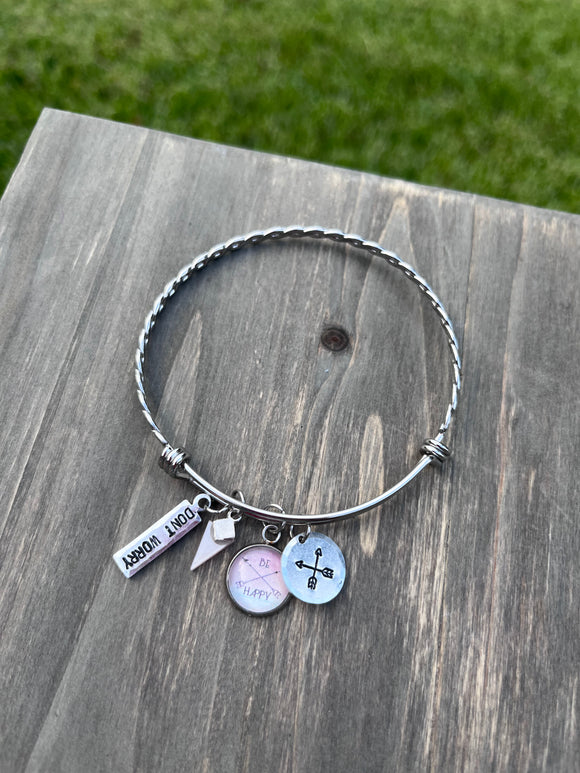 “Don’t Worry, Be Happy” Braided Charm Bracelet