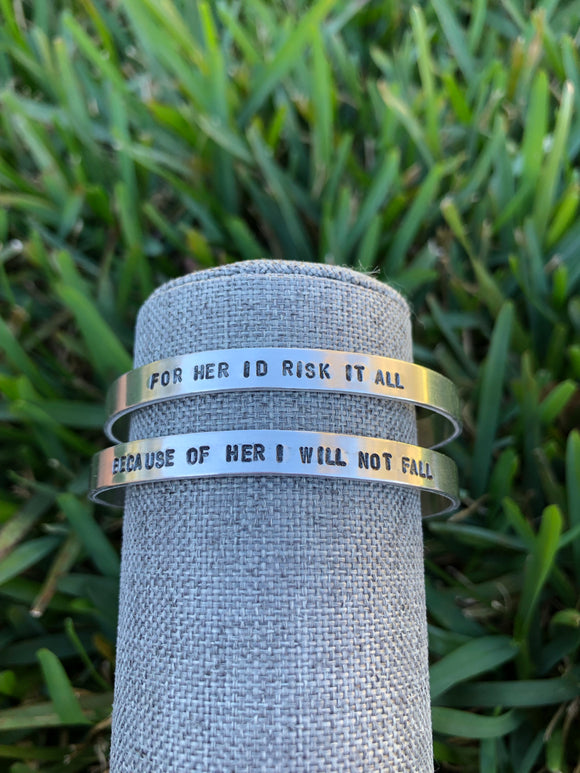 “Risk it all,Will not fall” Cuff Bracelet Set