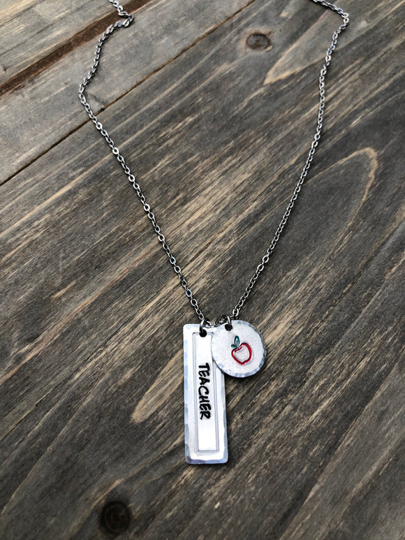 “Teacher” Charm Necklace