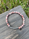 “Blessed” Red Line Jasper Stretch Bracelet-7 1/2 Inch