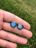 Asymmetrical “Globe” Glass Stud Earrings