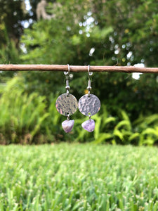 Textured Round Amethyst Earrings