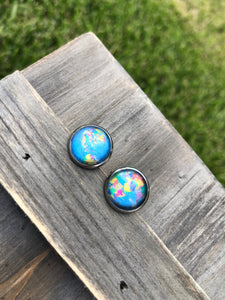 Asymmetrical “Globe” Glass Stud Earrings