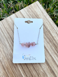 Strawberry Quartz Gemstone Bar Necklace