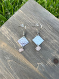 Textured Diamond Rose Quartz Earrings