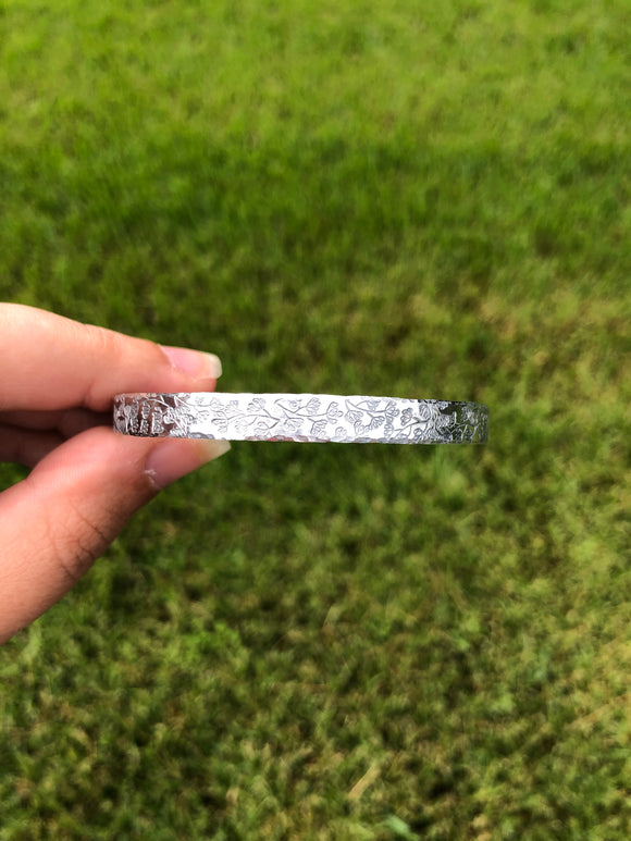 Silver Sprig Thin Cuff Bracelet