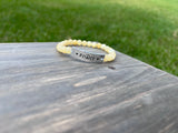 “Peace” Yellow Jade Stretch Bracelet-7 Inch