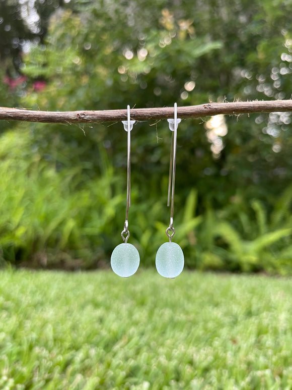 Frosted Sea Glass Drop Earrings