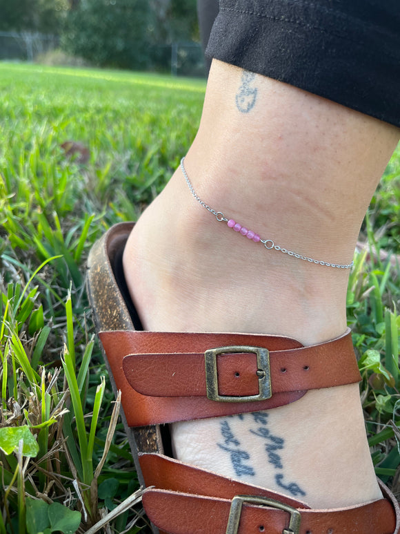 Pink Crystal Anklet