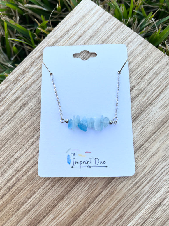 Aquamarine Gemstone Bar Necklace