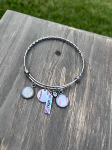 “Baseball Mom” Braided Charm Bracelet