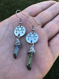 Goddess Moon  Earrings w/ Iridescent Quartz