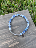 “Survivor” Blue Agate Stretch Bracelet- 7 1/2 Inch