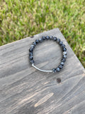 “Badass” Larvikite Stretch Bracelet-7 Inch