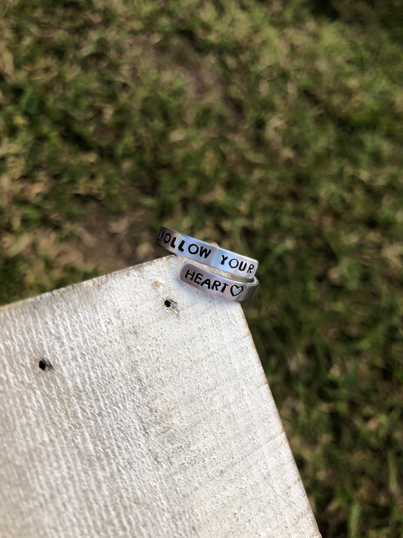 “Follow Your Heart” Thin Wrap Ring