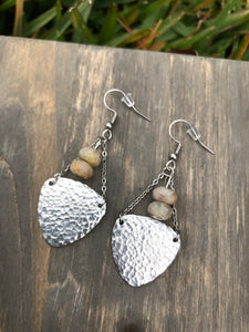 Chained Agate Triangle Earrings