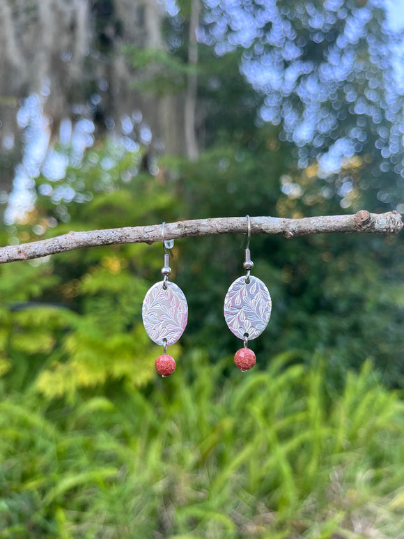 Leafy Vine Oval SandStone Earrings