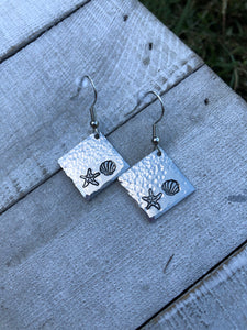 Textured Sea Shell Stamped Earrings